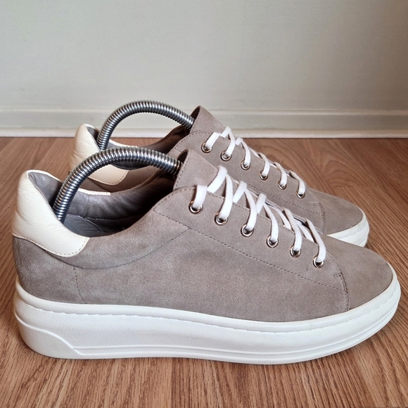 Joie Miriam Suede Leather Low Top Style Rubber Platform Taupe Sneakers Sz EU 39 - Picture 13 of 16